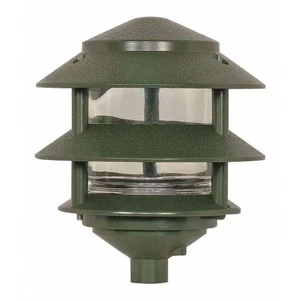 Pagoda Garden Fixture Small Hood 1 light 2 Tier Green Finish