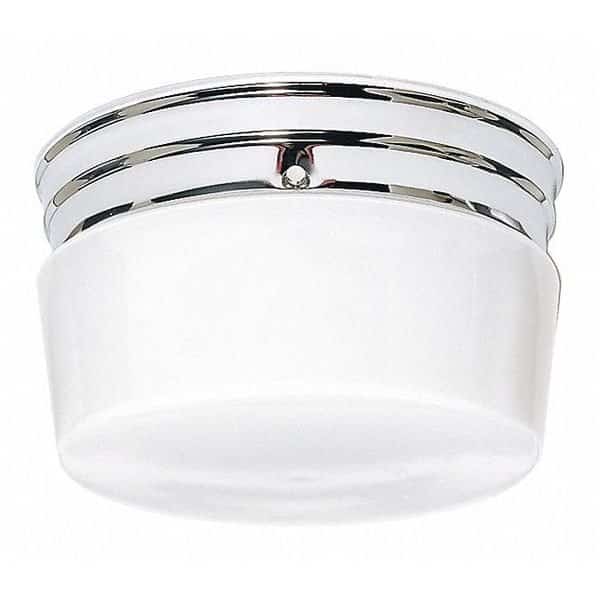 2 Light 8 in. Flush Mount Medium White Drum Polished Chrome