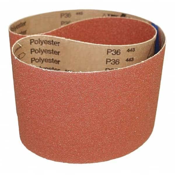 Abrasive Belt, 400 Grit, AO, 4 x 36", PK10, 4" W, 36" L, Coated, Aluminum Oxide, 400 Grit, Extra Fine