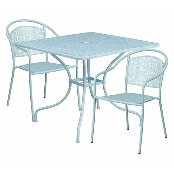 Sky Patio Table Set,35.5SQ, Mfr#: CO-35SQ-03CHR2-SKY-GG, FLASH FURNITURE