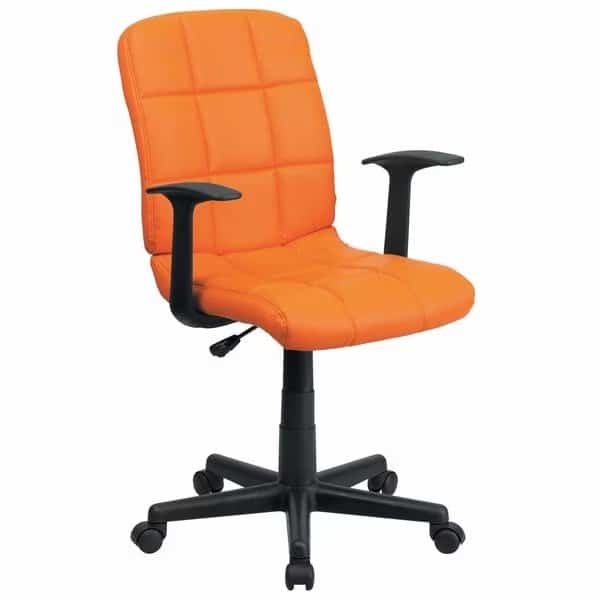 Metal Contemporary Chair, 16-3/4" to 21-3/4, Fixed Arms, Orange
