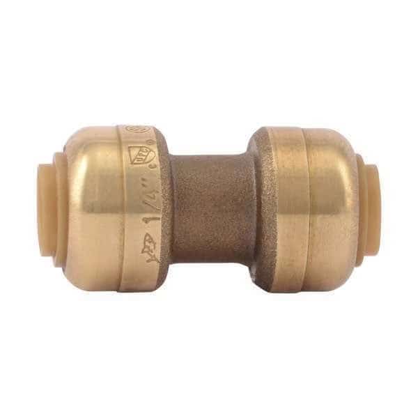 Coupling, 1/4 in Tube Size, Brass, Brass