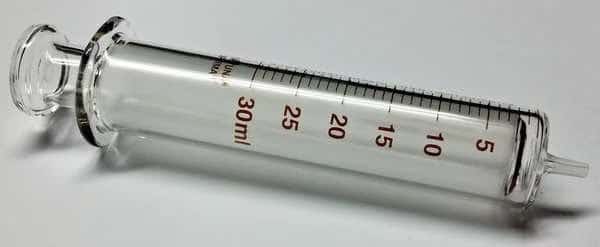 Reusable Glass Syringe, Glass Luer, 30 mL