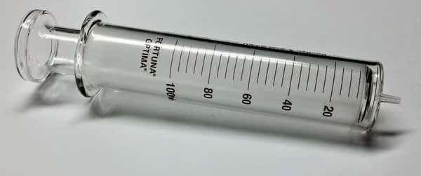 Reusable Glass Syringe, Glass Luer, 100 mL