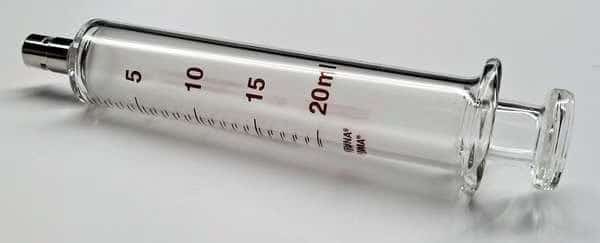 Glass Syringe, Metal Luer Lock, 20 mL
