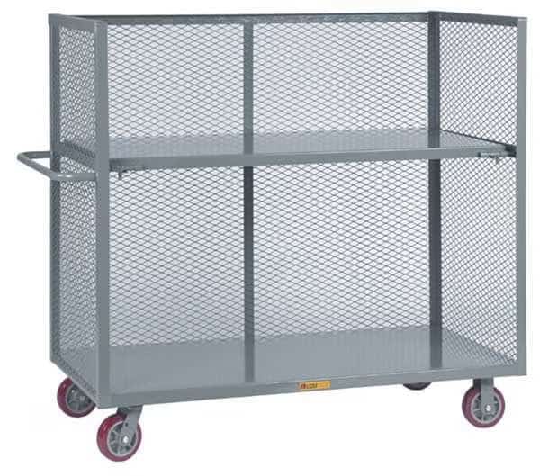 13 ga. Metal 3 Sided Mesh Stock Cart 3600 lb. Capacity, 54"L x 24"W x 57"H