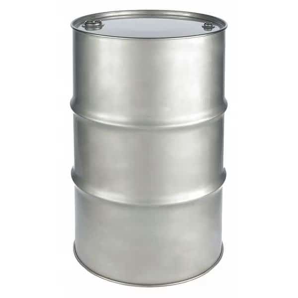 Closed Head Transport Drum, 304 Stainless Steel, 55 gal, Unlined, Silver