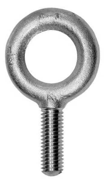 Eye Bolt Without Shoulder, 5/8"-11, 6 in Shank, 1-3/8 in ID, Steel, Plain