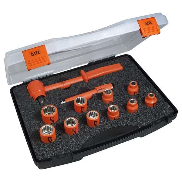 1000V Insulated 1/2" Drive Combination Socket Set, 12-Piece