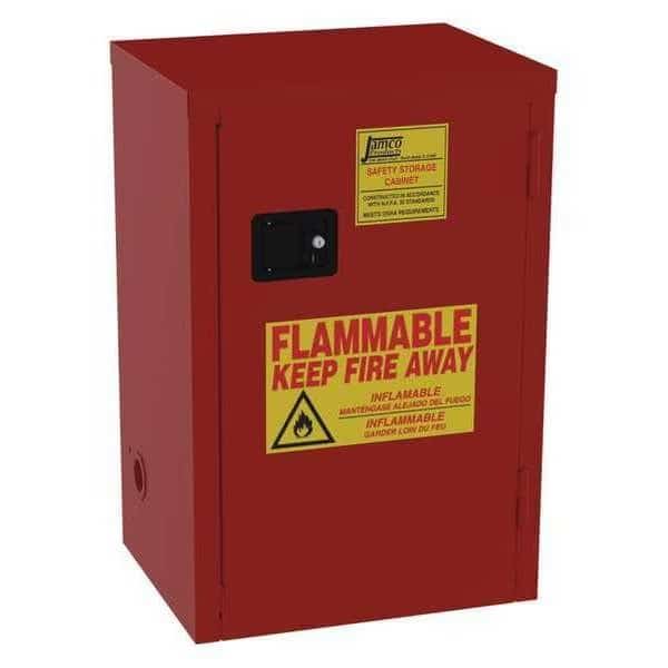 Hazardous Material Storage Cabinet, 18 gal, 2 Shelves, Steel, 23 in W x 35 in H x 18 in D, Red