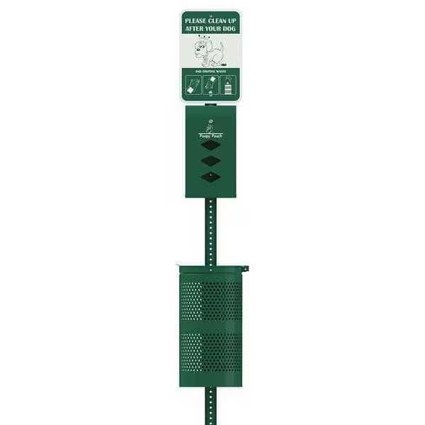 Pet Waste Station,Vertical,White,17 gal., Mfr#: PP-SD-01-3R200-WP, POOPY POUCH
