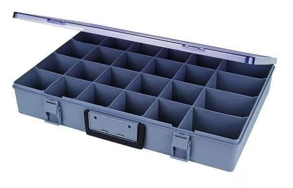 Plastic, 24 compartments, 3 in D x 3 in H x 13 in W