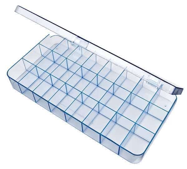 Plastic, 24 compartments, 2-5/16 in D x 1 11/16 in H x 9 in W