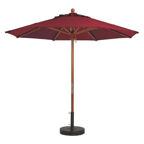 Market Wood Patio Umbrella, 9 ft., Wooden Pole, Burgundy