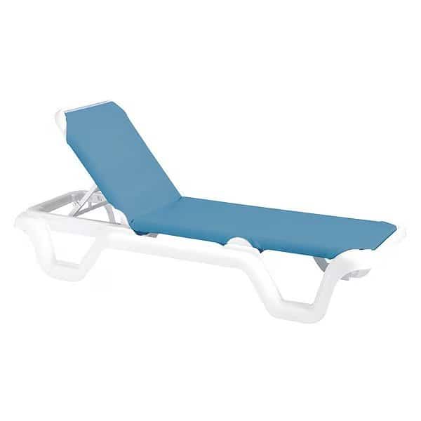 Marina Sling Chaise, Sky Blue/White, PK2, Grosfillex, Mfr#: US404194