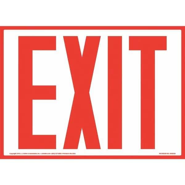 Exit Sign, Red, 10" x 7", Vinyl Adhesive