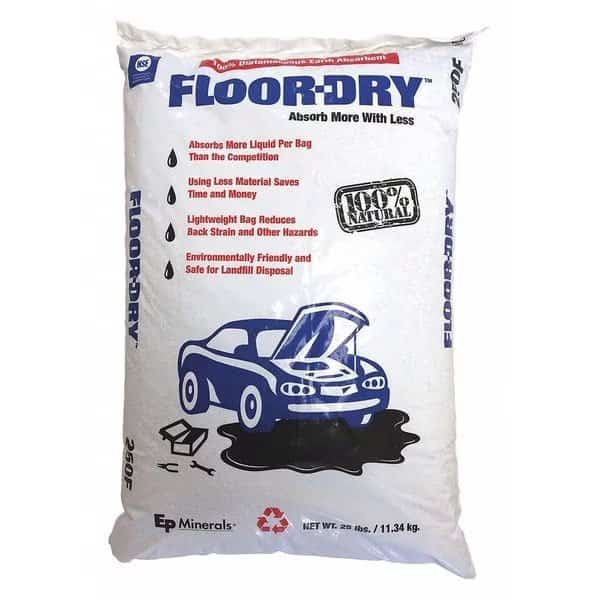 Loose Absorbent, 9 qt Volume Absorbed Per Pkg, 25 lb Wt, Universal, Unscented, Off White, EP MINERALS, Mfr# 9825