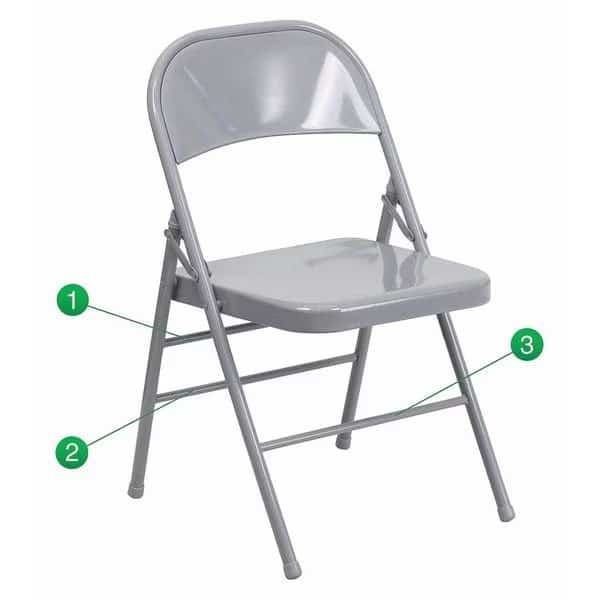 Folding Chair, Metal, Gray