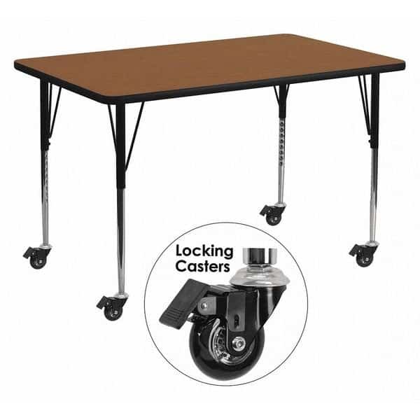 Activity Table,Rectangle,Oak,24"x48", Mfr#: XU-A2448-REC-OAK-H-A-CAS-GG, FLASH FURNITURE