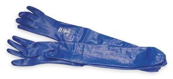 Chemical Resistant Gloves, Nitrile, 26 in L, Blue, 11, 1 PR