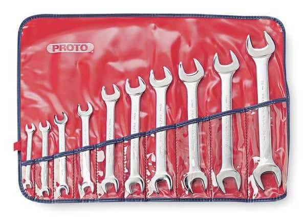 Open End Wrench Set, 15 Deg, 6-26mm, 10 Pc
