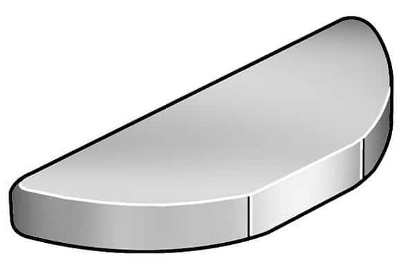 Woodruff Key, 1/8 x 3/4 in Key Size, 7 SAE Number, 0.0625 in H, C-1035 Steel Plain, 100 PK