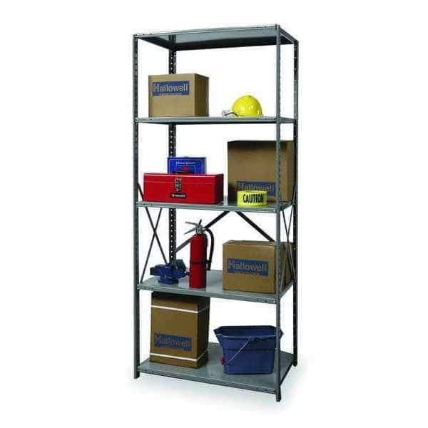 Metal Shelving Unit, 12"D x 48"W x 87"H, 5 Shelves, Steel