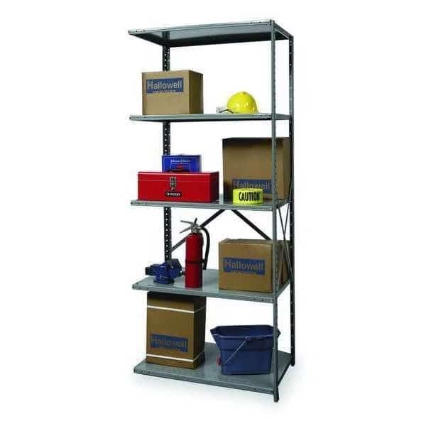 Metal Shelving, 12"D x 36"W x 87"H, 5 Shelves, Steel
