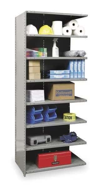 Metal Shelving, 18"D x 48"W x 87"H, 8 Shelves, Steel, Hallowell, Mfr#: A4723-18HG