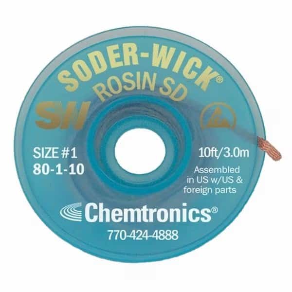 Desoldering Wick, 10 ft., 1, Copper, Rosin