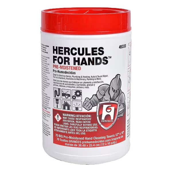 Hercules 12 in. x 10 in. Multi-Purpose Jobsite Wipes, Dispenser Tub of 70 Towels