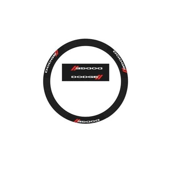 For 14-1/2 To 15-1/2" Wheels, Dodge Logo, Black/ Red, Rubber
