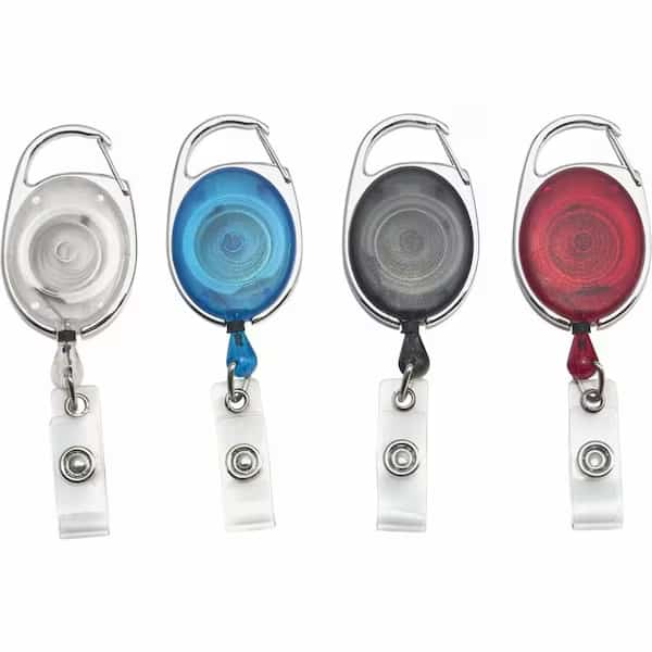 Advantus Retractable CarabinerStyle ID Reel, Assorted, 20PK