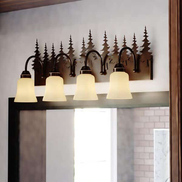 Yosemite 4 Light Bronze Rustic Tree Bathroom Vanity Fixture