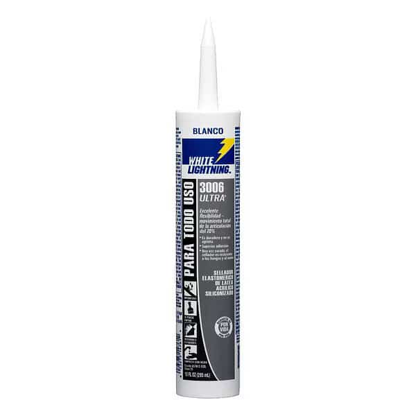Elast Acrylic Sealant,10 oz.,Super White, Mfr#: W11000010, WHITE LIGHTNING