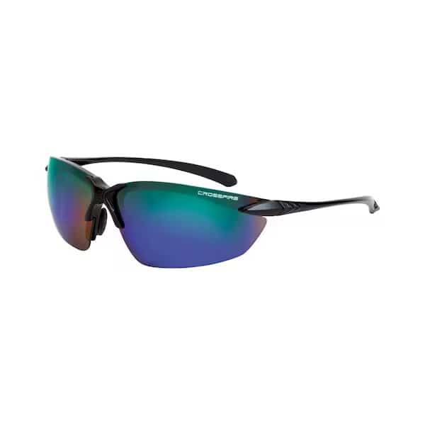 Polarized Safety Glasses, Wraparound Emerald Mirror Polycarbonate Lens, Scratch-Resistant, PR