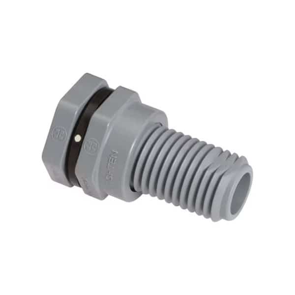 Bulkhead Fitting, EPDM, 3 7/8"L, CPVC
