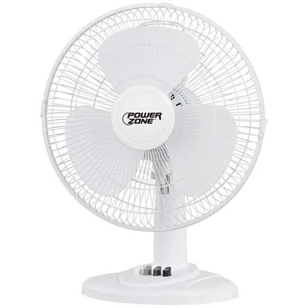 PowerZone FT-40 Oscillating Table Fan, 120 V, 50 W, 3-Speed