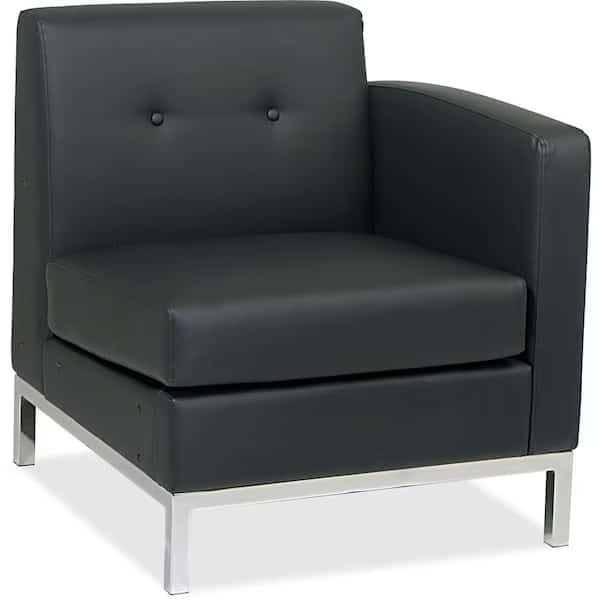 Collection: Wall Street Arm Chair, Black Seat, Black Back, 27" W 28" L 31" H, Leather Seat