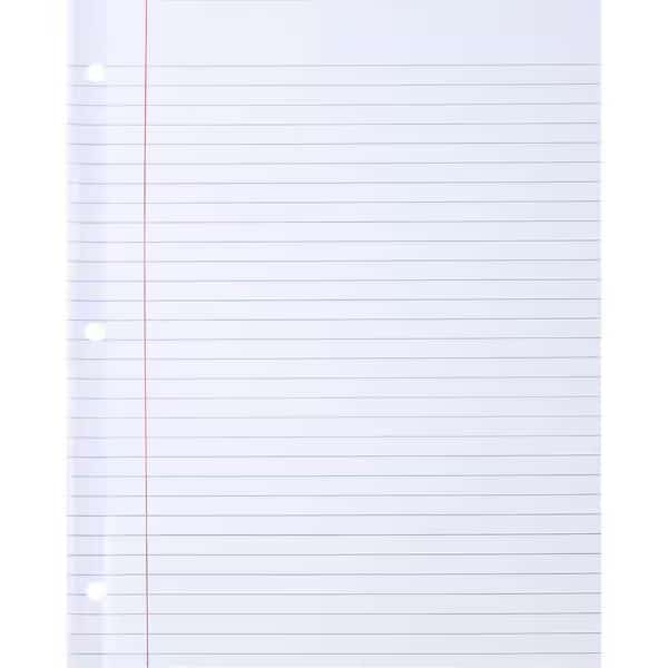 Sparco Mylar Reinforced Filler Paper, 8-1/2" x 11", Wide Ruled, White, 100 Sheets/Pack