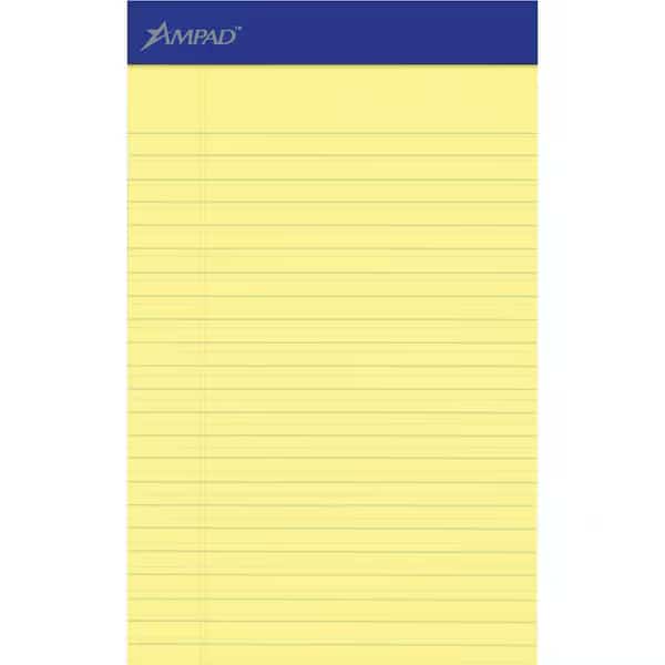 8"X5" Canary Perforated Legal Pad, Pk12