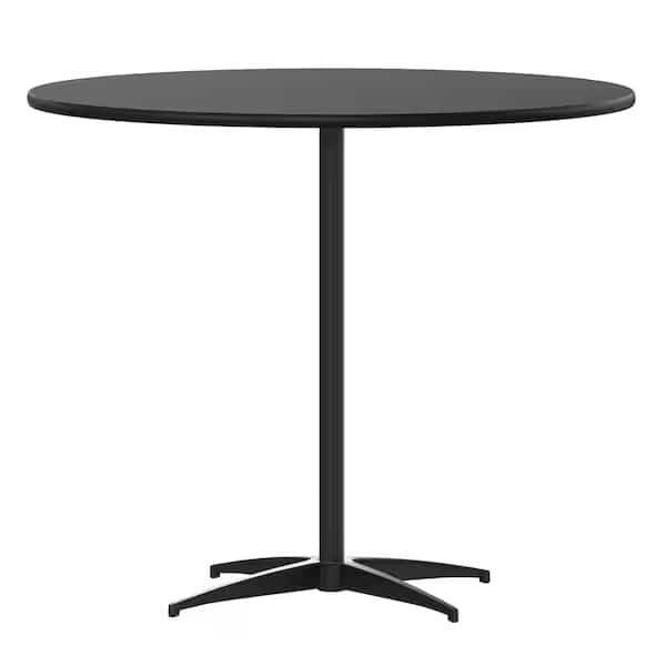 Lars 36'' Round Wood Cocktail Table w/30'' and 42'' Columns, Black