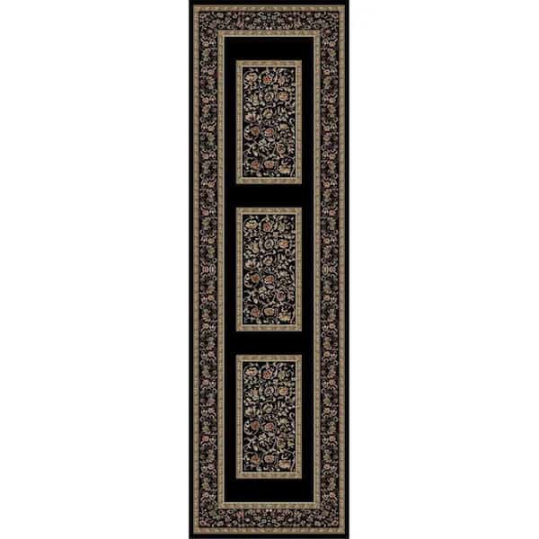 9 ft. 3 in. x 12 ft. 6 in. Ankara Floral Border Black