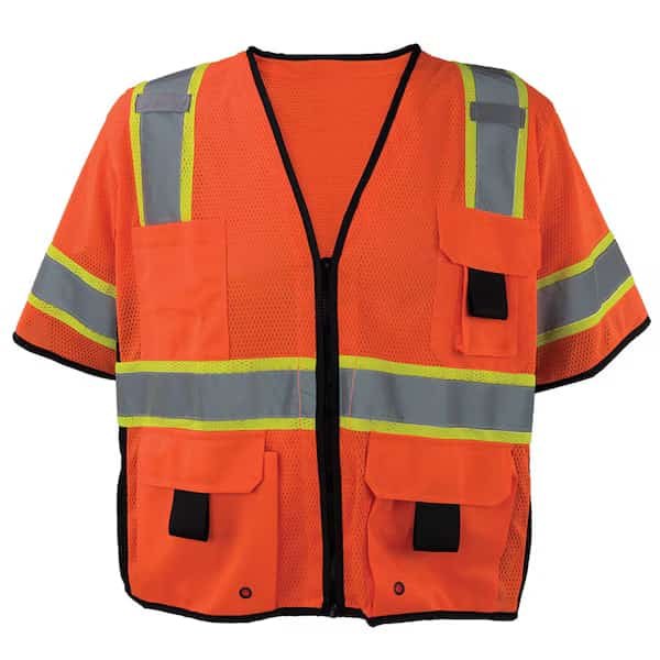 Two-Tone Hi-Vis Safety Vest w/Sleeves 5XL Class 3 , Zipper 7 Pockets