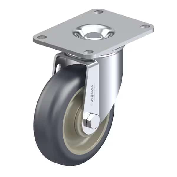 Caster, Swivl Plate, Gray Urethane, 200 lb.