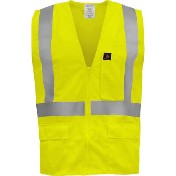 Hi-Vis FR Safety Vest 2XL Class 2 , Zipper 5 Pockets