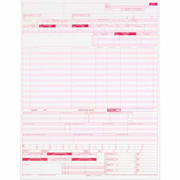 Tops Laser UB-04 Claim Forms, 1-Part, 8-1/2" x 11", White, 2500 Forms/Carton