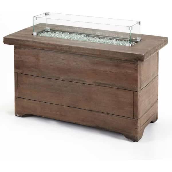 42in x 20in Barnyard Rectangular MGO Propane Fire Pit Table with Glass Beads and Cover