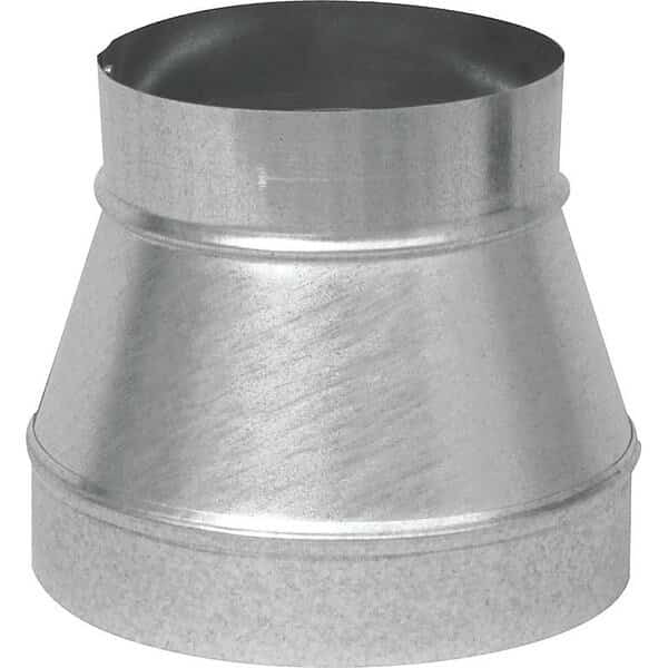 Stove Pipe Reducer, 6 x 5 in, 26 ga Thick Wall, Black, Galvanized