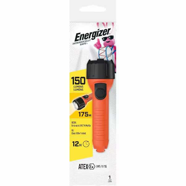 Orange LED Handheld Flashlight, Alkaline AA, 40lm